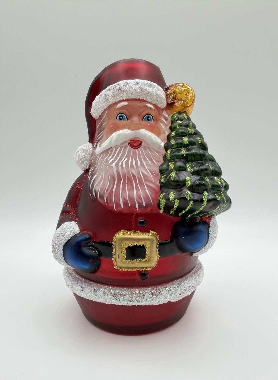 Hand Painted Art Glass Santa Fairy Light Candle Holder 6.5” Christmas Decor